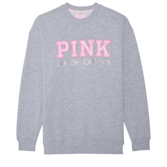 LoveShackFancy Gray Sweatshirt with Pink and Gold Accents - Picture 1 of 3